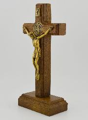 Crucifix de Saint Benoît en Bois Avec Socle Amovible - 12cm
