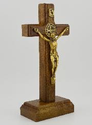 Crucifix de Saint Benoît en Bois Avec Socle Amovible - 12cm