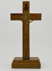 Crucifix de Saint Benoît en Bois Avec Socle Amovible - 12cm