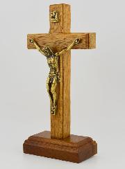 Crucifix en Bois Sur Socle Amovible - 14cm