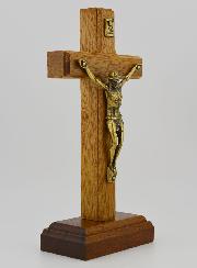 Crucifix en Bois Sur Socle Amovible - 14cm