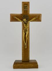 Crucifix de Saint Benoît en Bois Avec Socle Amovible - 17cm