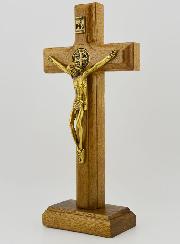 Crucifix de Saint Benoît en Bois Avec Socle Amovible - 17cm