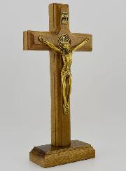 Crucifix de Saint Benoît en Bois Avec Socle Amovible - 17cm