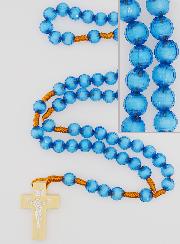 Chapelet en Perles Translucides sur Corde - Bleu