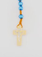 Chapelet en Perles Translucides sur Corde - Bleu