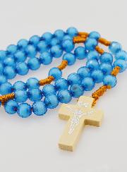 Chapelet en Perles Translucides sur Corde - Bleu