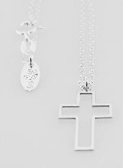 Collier Religieux & Croix Contour - Argent 925/1000