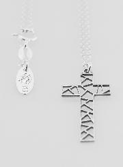 Collier Religieux & Croix Ajourée Géométrique - Argent