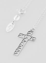 Collier Religieux & Croix Ajourée Géométrique - Argent