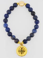 Bracelet Religieux en Pierre Naturelle de Lapis Lazuli - St Benoît