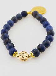 Bracelet Religieux en Pierre Naturelle de Lapis Lazuli - St Benoît