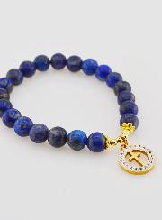 Bracelet Religieux en Pierre Naturelle de Lapis Lazuli & Croix
