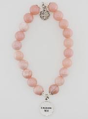 Bracelet Religieux en Pierre Naturelle d' Opale Rose - St Michel & St Benoît