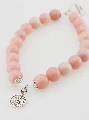 Bracelet Religieux en Pierre Naturelle d' Opale Rose - St Michel & St Benoît