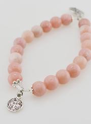 Bracelet Religieux en Pierre Naturelle d' Opale Rose - St Michel & St Benoît