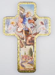 Croix Icône en Bois Saint Michel - 18cm
