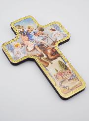 Croix Icône en Bois Saint Michel - 18cm