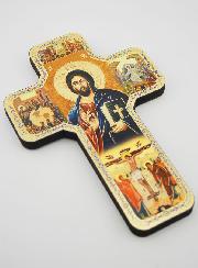 Croix Icône en Bois Christ Pantocrator - 18cm