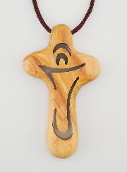 Pendentif Croix d'Aube Ajouré en Bois d'Olivier