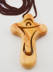 Pendentif Croix d'Aube Ajouré en Bois d'Olivier