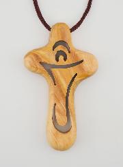 Croix d'Aube Ajourée en Bois d'Olivier de Première Communion - 8 cm