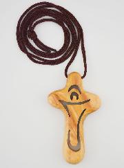 Croix d'Aube Ajourée en Bois d'Olivier de Première Communion - 8 cm