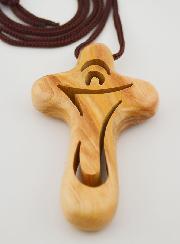 Croix d'Aube Ajourée en Bois d'Olivier de Première Communion - 8 cm