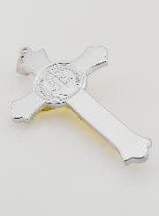 Pendentif Croix de Saint Benoît Or & Argent 7cm