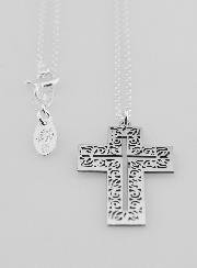 Collier Religieux & Croix Ajourée Arabesques - Argent 925/1000
