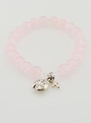 Bracelet en Pierres Naturelles de Quartz Rose & Coccinelle - 8mm
