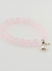 Bracelet en Pierres Naturelles de Quartz Rose & Coccinelle - 8mm
