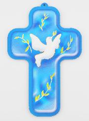 Croix Enfant Colombe de l'Esprit Saint - Fond Bleu
