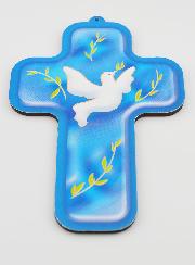Croix Enfant Colombe de l'Esprit Saint - Fond Bleu