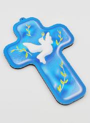 Croix Enfant Colombe de l'Esprit Saint - Fond Bleu