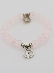 Bracelet Religieux en Pierre Naturelle de Quartz Rose - St Esprit & Vierge Marie