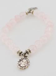 Bracelet Religieux en Pierre Naturelle de Quartz Rose - St Esprit & Vierge Marie
