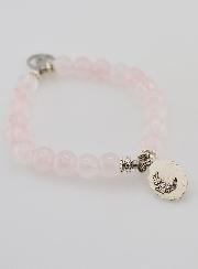 Bracelet Religieux en Pierre Naturelle de Quartz Rose - St Esprit & Vierge Marie