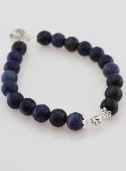 Bracelet Religieux en Pierre Naturelle de Sodalite - Médaille de Lourdes
