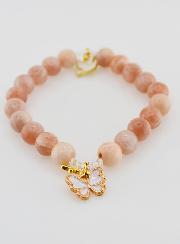 Bracelet Religieux en Pierre Naturelle du Soleil - Esprit Saint & Papillon