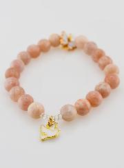 Bracelet Religieux en Pierre Naturelle du Soleil - Esprit Saint & Papillon
