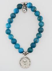 Bracelet Religieux en Pierre Naturelle d'Apatite - Sacré Coeur de Jésus
