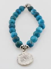 Bracelet Religieux en Pierre Naturelle d'Apatite - Sacré Coeur de Jésus