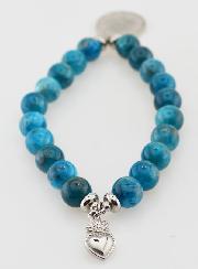 Bracelet Religieux en Pierre Naturelle d'Apatite - Sacré Coeur de Jésus