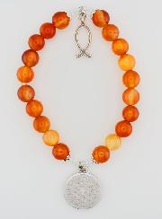 Bracelet Religieux en Pierre Naturelle de Cornaline - Ichtus