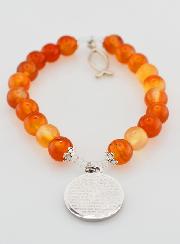 Bracelet Religieux en Pierre Naturelle de Cornaline - Ichtus