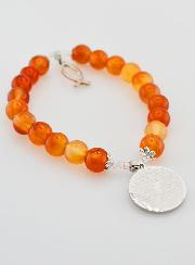 Bracelet Religieux en Pierre Naturelle de Cornaline - Ichtus