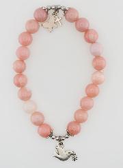 Bracelet Religieux en Pierre Naturelle d'Opale Rose - Esprit Saint & Papillon