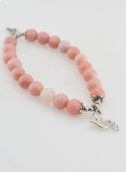 Bracelet Religieux en Pierre Naturelle d'Opale Rose - Esprit Saint & Papillon