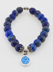Bracelet Religieux en Pierre Naturelle de Lapis Lazuli - Miraculeuse & Croix